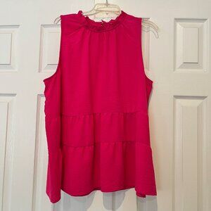 Mudpie Hot Pink Flounce Top NWOT Large